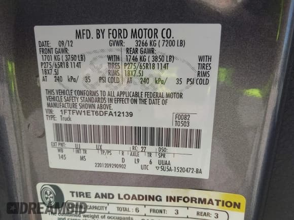 ✅ 2013 Ford F-150 XL • VIN: 1FTFW1ET6DFA12139 • Лот: 43350107. Опубликован ранее на IAAI с пробегом 168 425 миль. Бесплатный доступ к архиву аукционных продаж из США и подробный отчёт об истории автомобиля на DreamBid. Изображение 9.