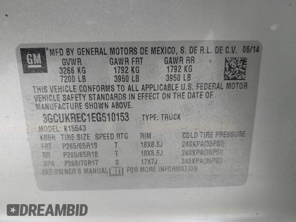 ✅ 2014 Chevrolet Silverado 1500 LT • VIN: 3GCUKREC1EG510153 • Лот: 41852922. Опубликован ранее на IAAI с пробегом 155 349 миль. Бесплатный доступ к архиву аукционных продаж из США и подробный отчёт об истории автомобиля на DreamBid. Изображение 9.