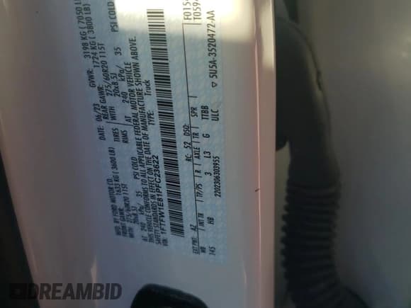 ✅ 2023 Ford F-150 Platinum • VIN: 1FTFW1E81PFC23622 • Лот: 64068825. Опубликован ранее на Copart с пробегом 20 935 миль. Бесплатный доступ к архиву аукционных продаж из США и подробный отчёт об истории автомобиля на DreamBid. Изображение 13.