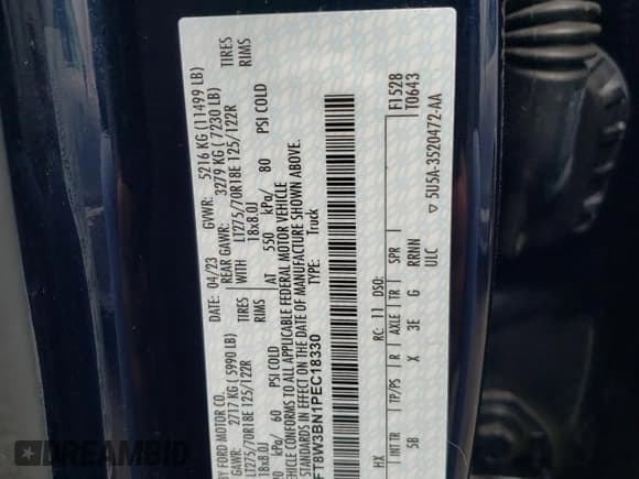 ✅ 2023 Ford F-350 XL • VIN: 1FT8W3BN1PEC18330 • Лот: 87001944. Опубликован ранее на Copart с пробегом 8 659 миль. Бесплатный доступ к архиву аукционных продаж из США и подробный отчёт об истории автомобиля на DreamBid. Изображение 12.