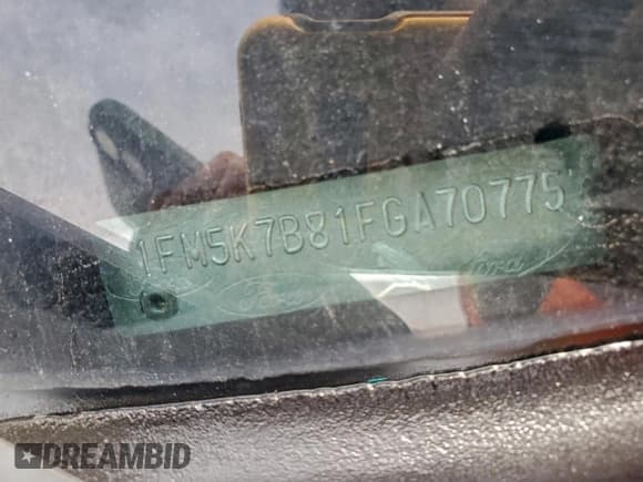 ✅ 2015 Ford Explorer • VIN: 1FM5K7B81FGA70775 • Lot: 94736935. Listed on Copart with 126,037 mi. Free auction sales archive from the USA and detailed vehicle history report at DreamBid. Image 12.