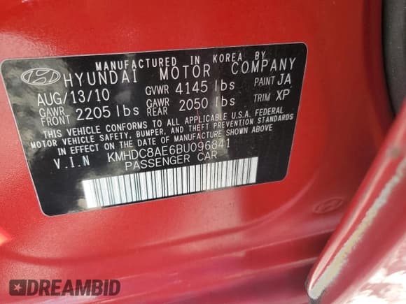 ✅ 2011 Hyundai Elantra SE • VIN: KMHDC8AE6BU096841 • Lot: 80850825. Listed on Copart with 80,422 mi. Free auction sales archive from the USA and detailed vehicle history report at DreamBid. Image 12.