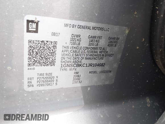 ✅ 2018 Chevrolet Tahoe LT • VIN: 1GNSCBKC1JR104682 • Lot: 42440769. Wystawiony na IAAI z przebiegiem 68 343 mil. Bezpłatny archiwum sprzedaży aukcyjnych z USA i szczegółowy raport historii pojazdu na DreamBid. Zdjęcie 9.