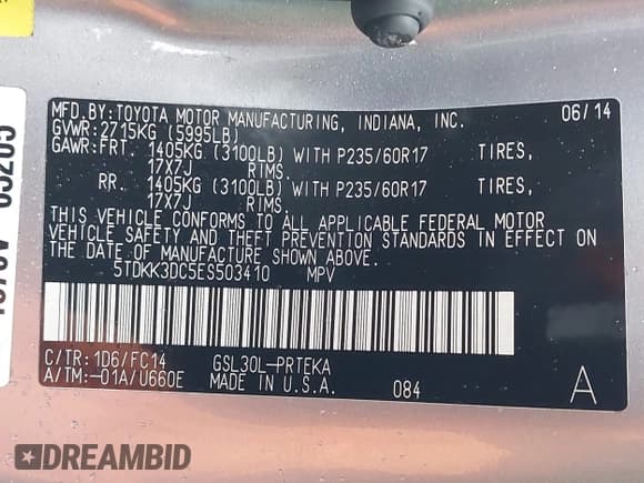 ✅ 2014 Toyota Sienna LE AAS • VIN: 5TDKK3DC5ES503410 • Лот: 43661128. Опубликован ранее на IAAI с пробегом 84 262 миль. Бесплатный доступ к архиву аукционных продаж из США и подробный отчёт об истории автомобиля на DreamBid. Изображение 9.