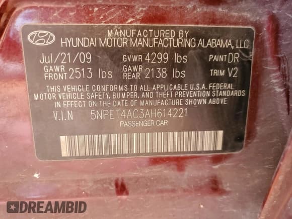 ✅ 2010 Hyundai Sonata GLS • VIN: 5NPET4AC3AH614221 • Лот: 88442845. Опубликован ранее на Copart с пробегом 138 151 миль. Бесплатный доступ к архиву аукционных продаж из США и подробный отчёт об истории автомобиля на DreamBid. Изображение 15.