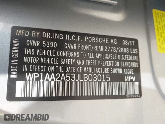 ✅ 2018 Porsche Macan • VIN: WP1AA2A53JLB03015 • Lot: 42519775. Listed on IAAI with 21,487 mi. Free auction sales archive from the USA and detailed vehicle history report at DreamBid. Image 9.
