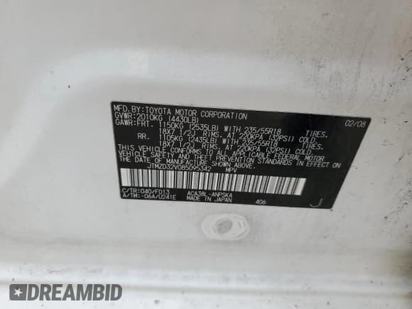 ✅ 2008 Toyota RAV4 Sport • VIN: JTMZD32V085095342 • Lot: 58828235. Listed on Copart with Not provided. Free auction sales archive from the USA and detailed vehicle history report at DreamBid. Image 13.