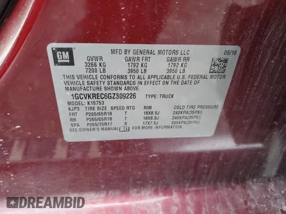 ✅ 2016 Chevrolet Silverado 1500 LT • VIN: 1GCVKREC6GZ309226 • Lot: 85697854. Wystawiony na Copart z przebiegiem 89 506 mil. Bezpłatny archiwum sprzedaży aukcyjnych z USA i szczegółowy raport historii pojazdu na DreamBid. Zdjęcie 12.