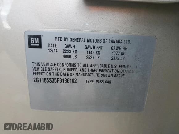 ✅ 2015 Chevrolet Impala LTZ • VIN: 2G1165S35F9186102 • Лот: 75720094. Опубликован ранее на Copart с пробегом 83 620 миль. Бесплатный доступ к архиву аукционных продаж из США и подробный отчёт об истории автомобиля на DreamBid. Изображение 13.