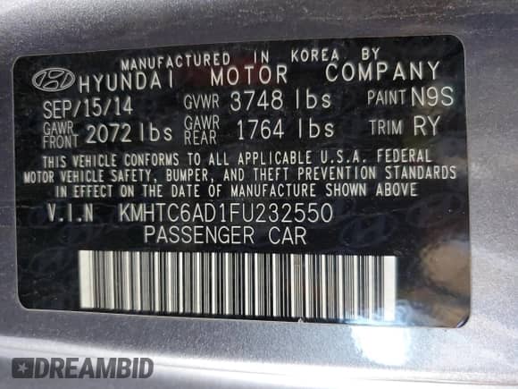 2015 Hyundai Veloster z VIN KMHTC6AD1FU232550, wystawiony jako Copart lot #69808314 z przebiegiem 97 915 mil mil oraz Szkoda całkowita • Salvage title. Historia ofert i sprzedaży dostępna na DreamBid. Obrazek 12.