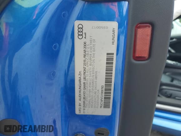 ✅ 2018 Audi TTS • VIN: TRUC1AFV7J1009783 • Lot: 65167175. Wystawiony na Copart z przebiegiem Nie podano. Bezpłatny archiwum sprzedaży aukcyjnych z USA i szczegółowy raport historii pojazdu na DreamBid. Zdjęcie 13.