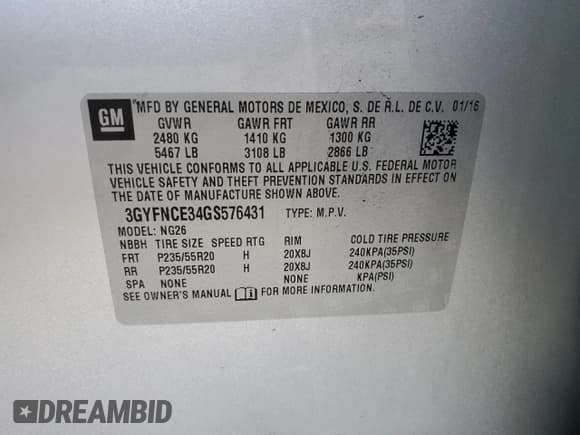 ✅ 2016 Cadillac SRX Performance Collection • VIN: 3GYFNCE34GS576431 • Lot: 81131595. Listed on Copart with 92,943 mi. Free auction sales archive from the USA and detailed vehicle history report at DreamBid. Image 13.