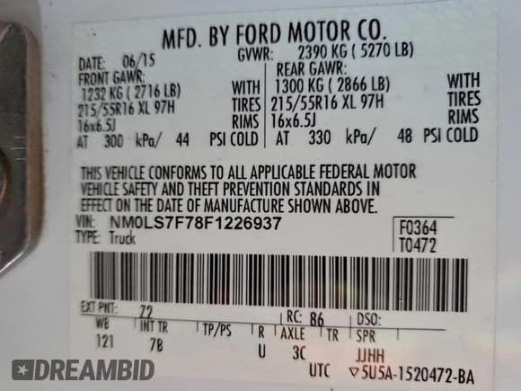 ✅ 2015 Ford Transit Connect XLT • VIN: NM0LS7F78F1226937 • Lot: 95993265. Listed on Copart with 235,328 mi. Free auction sales archive from the USA and detailed vehicle history report at DreamBid. Image 12.