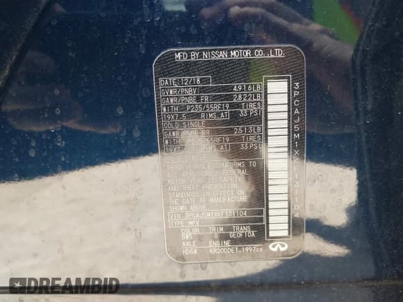 ✅ 2019 Infiniti QX50 Essential • VIN: 3PCAJ5M1XKF131104 • Lot: 41452545. Wystawiony na IAAI z przebiegiem 113 271 mil. Bezpłatny archiwum sprzedaży aukcyjnych z USA i szczegółowy raport historii pojazdu na DreamBid. Zdjęcie 9.