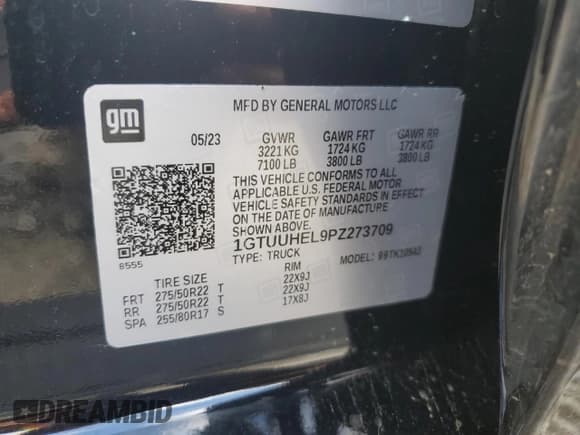 ✅ 2023 GMC Sierra 1500 Denali Ultimate • VIN: 1GTUUHEL9PZ273709 • Lot: 72153024. Listed on Copart with 24,143 mi. Free auction sales archive from the USA and detailed vehicle history report at DreamBid. Image 15.