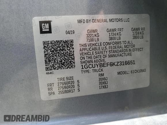 ✅ 2019 Chevrolet Silverado 1500 Custom • VIN: 1GCUYBEF6KZ316651 • Lot: 53461685. Listed on Copart with 119,292 mi. Free auction sales archive from the USA and detailed vehicle history report at DreamBid. Image 14.