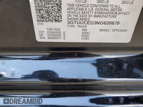 ✅ 2022 GMC Sierra 1500 Elevation • VIN: 3GTUUCED3NG630679 • Lot: 71601035. Wystawiony na Copart z przebiegiem 62 444 mil. Bezpłatny archiwum sprzedaży aukcyjnych z USA i szczegółowy raport historii pojazdu na DreamBid. Zdjęcie 12.