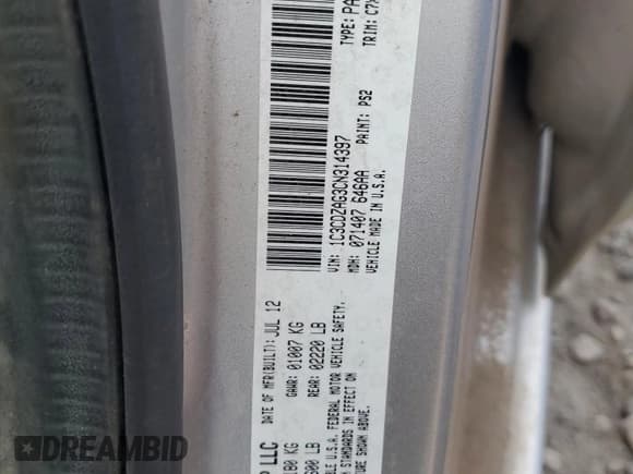 ✅ 2012 Dodge Avenger SE • VIN: 1C3CDZAG3CN314397 • Лот: 70121584. Опубликован ранее на Copart с пробегом 168 720 миль. Бесплатный доступ к архиву аукционных продаж из США и подробный отчёт об истории автомобиля на DreamBid. Изображение 12.