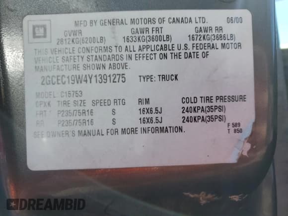 ✅ 2000 Chevrolet Silverado 1500 • VIN: 2GCEC19W4Y1391275 • Лот: 92792825. Опубликован ранее на Copart с пробегом 110 262 миль. Бесплатный доступ к архиву аукционных продаж из США и подробный отчёт об истории автомобиля на DreamBid. Изображение 13.