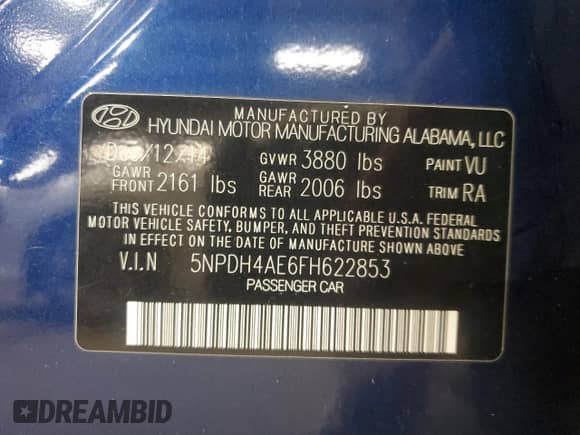 2015 Hyundai Elantra SE with VIN 5NPDH4AE6FH622853, listed as a Copart auction lot 91142465 with 167,581 mi miles and Clean title. Bid and sale history available at DreamBid. Image 12.