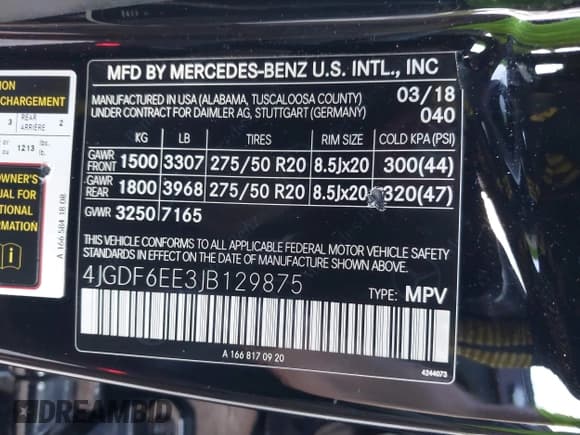 ✅ 2018 Mercedes-Benz GLS 450 • VIN: 4JGDF6EE3JB129875 • Lot: 43532640. Listed on IAAI with 188,627 mi. Free auction sales archive from the USA and detailed vehicle history report at DreamBid. Image 9.