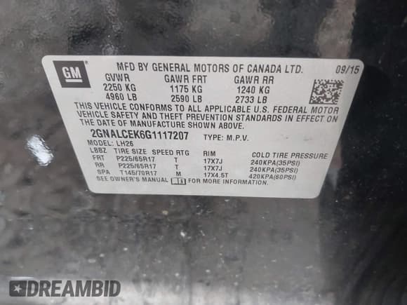 ✅ 2016 Chevrolet Equinox LT • VIN: 2GNALCEK6G1117207 • Lot: 43547163. Wystawiony na IAAI z przebiegiem Nie podano. Bezpłatny archiwum sprzedaży aukcyjnych z USA i szczegółowy raport historii pojazdu na DreamBid. Zdjęcie 9.