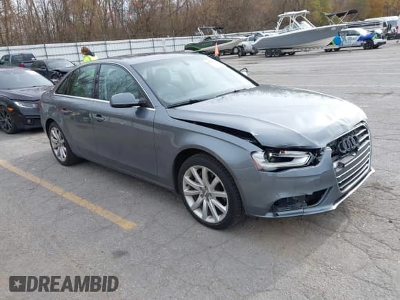 ✅ 2013 Audi A4 Premium Plus • VIN: WAUFFAFL1DN023051 • Lot: 43636975. Listed on IAAI with 162,410 mi. Free auction sales archive from the USA and detailed vehicle history report at DreamBid. Image 1.