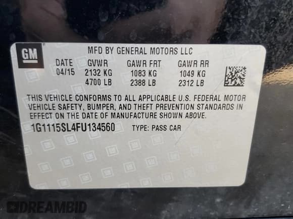 ✅ 2015 Chevrolet Impala LT • VIN: 1G1115SL4FU134560 • Lot: 80340555. Listed on Copart with 208,200 mi. Free auction sales archive from the USA and detailed vehicle history report at DreamBid. Image 12.