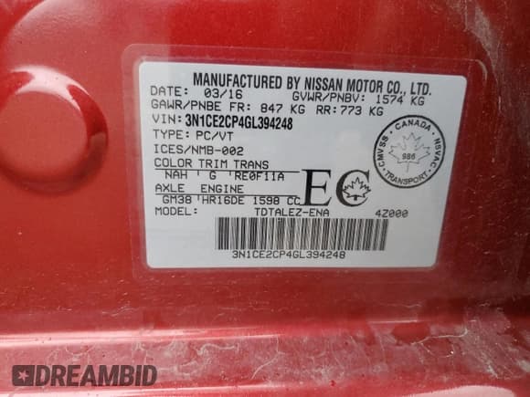 ✅ 2016 Nissan Note S • VIN: 3N1CE2CP4GL394248 • Lot: 90351045. Wystawiony na Copart z przebiegiem 55 032 mil. Bezpłatny archiwum sprzedaży aukcyjnych z USA i szczegółowy raport historii pojazdu na DreamBid. Zdjęcie 13.