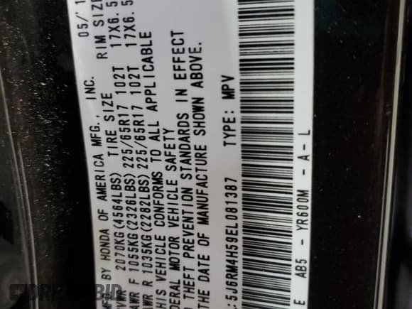 ✅ 2014 Honda CR-V EX • VIN: 5J6RM4H59EL081387 • Lot: 90592085. Wystawiony na Copart z przebiegiem 83 399 mil. Bezpłatny archiwum sprzedaży aukcyjnych z USA i szczegółowy raport historii pojazdu na DreamBid. Zdjęcie 14.