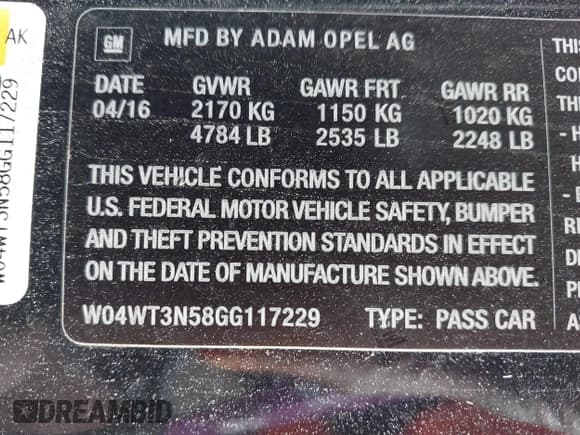 ✅ 2016 Buick Cascada Premium • VIN: W04WT3N58GG117229 • Lot: 43769638. Listed on IAAI with 87,303 mi. Free auction sales archive from the USA and detailed vehicle history report at DreamBid. Image 9.