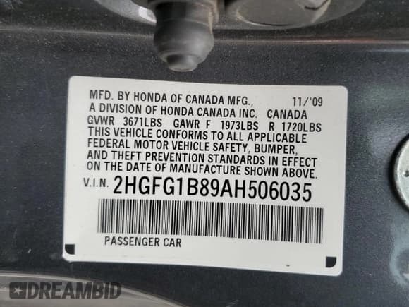 ✅ 2010 Honda Civic EX • VIN: 2HGFG1B89AH506035 • Лот: 92627475. Опубликован ранее на Copart с пробегом 217 405 миль. Бесплатный доступ к архиву аукционных продаж из США и подробный отчёт об истории автомобиля на DreamBid. Изображение 12.