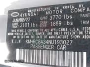 ✅ 2022 Hyundai Venue SEL • VIN: KMHRC8A34NU193027 • Lot: 42003432. Listed on IAAI with 16,393 mi. Free auction sales archive from the USA and detailed vehicle history report at DreamBid. Image 9.