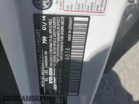 ✅ 2014 Mercedes-Benz S 63 AMG • VIN: WDDUG7JB7EA046616 • Лот: 62187815. Опубликован ранее на Copart с пробегом 95 667 миль. Бесплатный доступ к архиву аукционных продаж из США и подробный отчёт об истории автомобиля на DreamBid. Изображение 12.