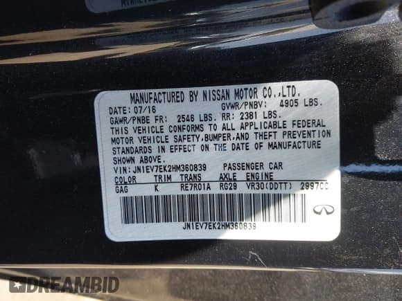 ✅ 2017 Infiniti Q60 Premium • VIN: JN1EV7EK2HM360839 • Lot: 42348591. Wystawiony na IAAI z przebiegiem 72 129 mil. Bezpłatny archiwum sprzedaży aukcyjnych z USA i szczegółowy raport historii pojazdu na DreamBid. Zdjęcie 9.