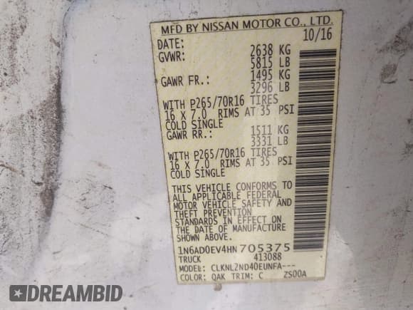 ✅ 2017 Nissan Frontier SV • VIN: 1N6AD0EV4HN705375 • Lot: 43431231. Wystawiony na IAAI z przebiegiem 109 355 mil. Bezpłatny archiwum sprzedaży aukcyjnych z USA i szczegółowy raport historii pojazdu na DreamBid. Zdjęcie 9.