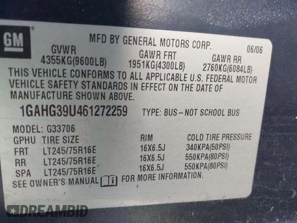 ✅ 2006 Chevrolet Express Passenger • VIN: 1GAHG39U461272259 • Lot: 43600398. Wystawiony na IAAI z przebiegiem 203 557 mil. Bezpłatny archiwum sprzedaży aukcyjnych z USA i szczegółowy raport historii pojazdu na DreamBid. Zdjęcie 9.