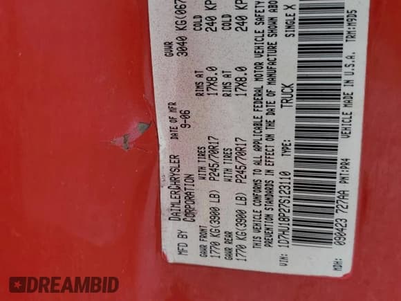 ✅ 2007 Dodge 1500 SLT • VIN: 1D7HU18P27S123110 • Лот: 72049684. Опубликован ранее на Copart с пробегом 279 463 миль. Бесплатный доступ к архиву аукционных продаж из США и подробный отчёт об истории автомобиля на DreamBid. Изображение 12.