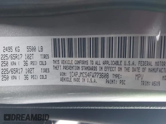 ✅ 2015 Jeep Cherokee Latitude • VIN: 1C4PJMCS4FW773608 • Лот: 43665880. Опубликован ранее на IAAI с пробегом 107 131 миль. Бесплатный доступ к архиву аукционных продаж из США и подробный отчёт об истории автомобиля на DreamBid. Изображение 9.