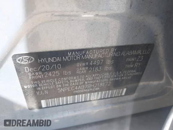 2011 Hyundai Sonata SE с VIN 5NPEC4AB7BH218172, выставлен на аукционе IAAI как лот 42343887 с пробегом 139 879 миль миль и . История ставок и продаж доступна на DreamBid. Изображение 9.