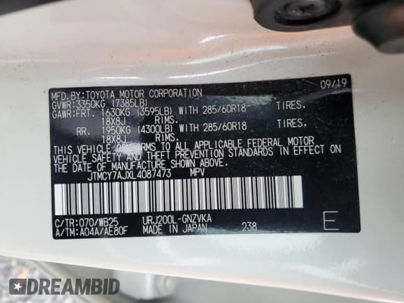 ✅ 2020 Toyota Land Cruiser • VIN: JTMCY7AJXL4087473 • Lot: 74515384. Wystawiony na Copart z przebiegiem Nie podano. Bezpłatny archiwum sprzedaży aukcyjnych z USA i szczegółowy raport historii pojazdu na DreamBid. Zdjęcie 14.