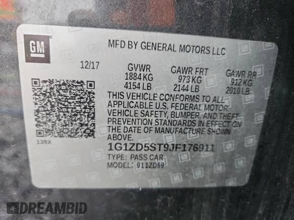 ✅ 2018 Chevrolet Malibu LT • VIN: 1G1ZD5ST9JF176911 • Lot: 86437605. Wystawiony na Copart z przebiegiem 62 234 mil mil. Skorzystaj z bezpłatnego archiwum sprzedaży aukcyjnych z USA i zobacz szczegółowy raport historii pojazdu na DreamBid. Zdjęcie 12.