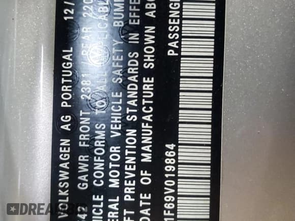 ✅ 2009 Volkswagen Eos Komfort • VIN: WVWBA71F69V019864 • Lot: 52378095. Listed on Copart with 142,774 mi. Free auction sales archive from the USA and detailed vehicle history report at DreamBid. Image 12.