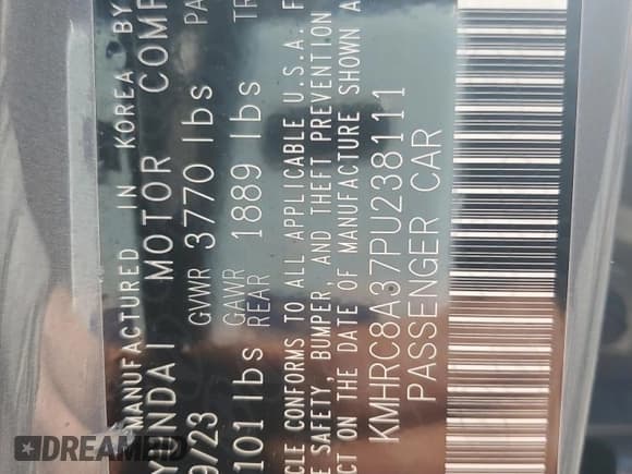 ✅ 2023 Hyundai Venue SEL • VIN: KMHRC8A37PU238111 • Lot: 47438265. Listed on Copart with 10,200 mi. Free auction sales archive from the USA and detailed vehicle history report at DreamBid. Image 12.