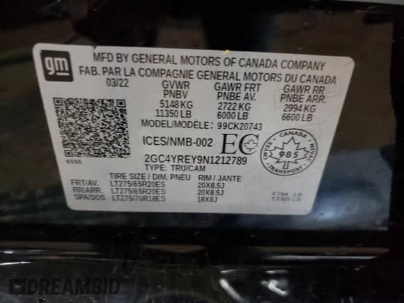 2022 Chevrolet Silverado 2500HD High Country with VIN 2GC4YREY9N1212789, listed as a Copart auction lot 54258875 with Not provided miles and Clean title. Bid and sale history available at DreamBid. Image 12.