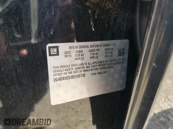 ✅ 2014 Buick Regal Premium I • VIN: 2G4GN5EX0E9166742 • Lot: 49538085. Listed on Copart with 104,739 mi. Free auction sales archive from the USA and detailed vehicle history report at DreamBid. Image 14.