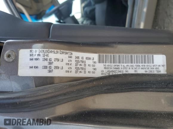 ✅ 2002 Jeep Grand Cherokee Laredo • VIN: 1J4GW48N62C194016 • Lot: 68567765. Listed on Copart with 102,767 mi. Free auction sales archive from the USA and detailed vehicle history report at DreamBid. Image 12.