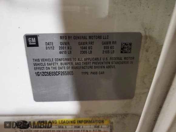 ✅ 2012 Chevrolet Malibu 1LT • VIN: 1G1ZC5E03CF265865 • Lot: 80106754. Listed on Copart with 163,316 mi. Free auction sales archive from the USA and detailed vehicle history report at DreamBid. Image 13.