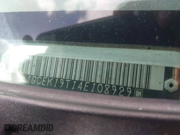 2004 Chevrolet Silverado 1500 with VIN 1GCEK19T14E108929, listed as a IAAI auction lot 41554679 with 225,282 mi miles and . Bid and sale history available at DreamBid. Image 9.