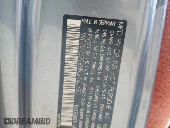 ✅ 2006 Porsche 911 Carrera S • VIN: WP0AB29936S740750 • Лот: 70326745. Опубликован ранее на Copart с пробегом 90 166 миль. Бесплатный доступ к архиву аукционных продаж из США и подробный отчёт об истории автомобиля на DreamBid. Изображение 12.